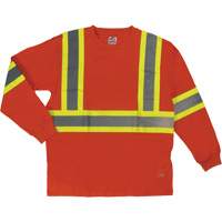 Long Sleeve Safety T-Shirt, Cotton, X-Small, High Visibility Orange SHI995 | Ottawa Fastener Supply