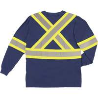 Long Sleeve Safety T-Shirt, Cotton, X-Small, Navy Blue SHJ014 | Ottawa Fastener Supply