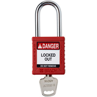 Velocity Lockout Padlock, Red, Keyed Different, Nylon, 1-1/2" Width Ottawa Fastener Supply