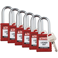 Velocity Lockout Padlocks, Red, Keyed Different, Nylon, 1-1/2" Width Ottawa Fastener Supply