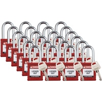 Velocity Lockout Padlocks, Red, Keyed Different, Nylon, 1-1/2" Width Ottawa Fastener Supply