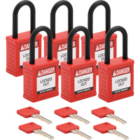 Velocity Lockout Padlocks, Red, Keyed Alike, Nylon, 1-1/2" Width Ottawa Fastener Supply