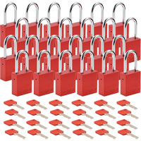 Lockout Padlock, Safety Padlock, Keyed Different, Aluminum, 1-1/2" Width Ottawa Fastener Supply