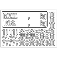 G.V.W. Truck Number Kit, Assorted Numbers/Letters/Punctuation, White Ottawa Fastener Supply
