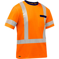 Bisley&reg; X-Back Short Sleeve Shirt, Poly-Cotton, Small, High Visibility Orange Ottawa Fastener Supply