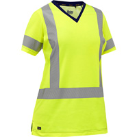 Bisley&reg; Women's X-Back Short Sleeve Shirt, Poly-Cotton, Small, High Visibility Lime-Yellow Ottawa Fastener Supply