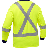 Bisley&reg; X-Back Long Sleeve Shirt, Poly-Cotton, Small, High Visibility Lime-Yellow Ottawa Fastener Supply