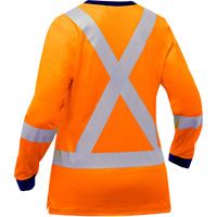 Bisley&reg; Women's X-Back Long Sleeve Shirt, Poly-Cotton, Small, High Visibility Orange Ottawa Fastener Supply