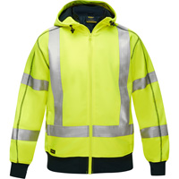 Bisley&reg; X-Back Full Zip Hooded Sweatshirt with Sherpa Lining, Small, High Visibility Lime-Yellow Ottawa Fastener Supply