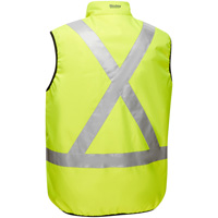 Bisley&reg; X-Back Reversible Puffer Vest, High Visibility Lime-Yellow, Small, Polyester Ottawa Fastener Supply