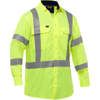 Bisley&reg; X-Back Long Sleeve Work Shirt with X-Airflow, Poly-Cotton, Small, High Visibility Lime-Yellow Ottawa Fastener Supply