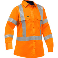 Bisley&reg; X-Back Women's Long Sleeve Work Shirt with X-Airflow, Poly-Cotton, Small, High Visibility Orange Ottawa Fastener Supply