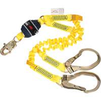 Twin-Leg Stretch Web Shock-Absorbing Lanyard, 6', Rebar Hook Center, Snap Hook Leg Ends Ottawa Fastener Supply