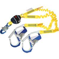 Twin-Leg Stretch Web Shock-Absorbing Lanyard, 6', Rebar Hook Center, Snap Hook Leg Ends Ottawa Fastener Supply