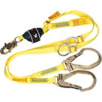 Twin-Leg Tie-Back Web Shock-Absorbing Lanyard, 6', Rebar Hook Center, Snap Hook Leg Ends, Polyester Ottawa Fastener Supply