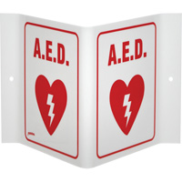 "A.E.D." V-Style Sign, 6" x 9", Acrylic, English with Pictogram Ottawa Fastener Supply