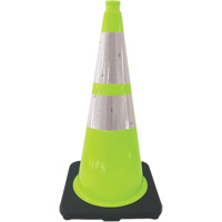 Premium Traffic Cone, 28", Lime Green, 4" & 6" Reflective Collar(s) Ottawa Fastener Supply