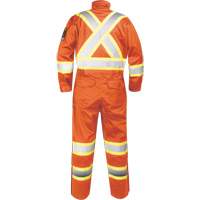 Fire-Resistant Coverall with High-Visibility Bands, Size Small, Orange Ottawa Fastener Supply
