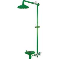 Douche combin&eacute;e pour laboratoire avec cuvette ouverte en ABS, Montage mural Ottawa Fastener Supply