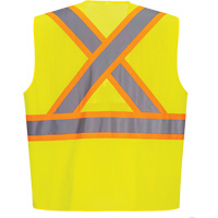 Contrast-Striped Safety Vest, High Visibility Lime-Yellow, Small, Polyester Ottawa Fastener Supply