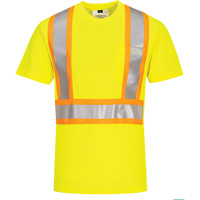 Contrast-Striped Safety T-Shirt, Polyester, Small, High Visibility Lime-Yellow Ottawa Fastener Supply
