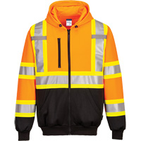 Contrast-Striped Safety Hoodie, Small, Black/High Visibility Orange Ottawa Fastener Supply