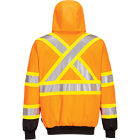 Contrast-Striped Safety Hoodie, Small, Black/High Visibility Orange Ottawa Fastener Supply