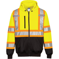 Contrast-Striped Safety Hoodie, Small, Black/High Visibility Lime-Yellow Ottawa Fastener Supply