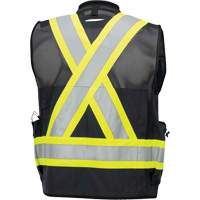 6679 High-Visibility Antimicrobial Mesh-Back Surveyor Vest, Black, Small, Polyester Ottawa Fastener Supply