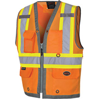 Pioneer Mesh Back Zip Front Surveyor Safety Vest, High Visibility Orange, Small, Polyester Ottawa Fastener Supply