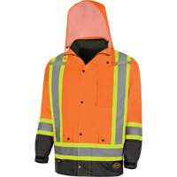5056 Pioneer&reg; Yukon 7-in-1 Waterproof Winter Safety Parka, Polyester, Black/High Visibility Orange, X-Small Ottawa Fastener Supply