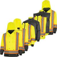 5057 Pioneer&reg; Yukon 7-in-1 Waterproof Winter Safety Parka, Polyester, Black/High Visibility Lime-Yellow, X-Small Ottawa Fastener Supply