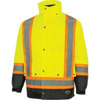 5057 Pioneer&reg; Yukon 7-in-1 Waterproof Winter Safety Parka, Polyester, Black/High Visibility Lime-Yellow, X-Small Ottawa Fastener Supply