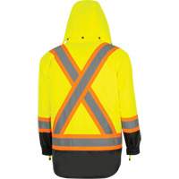5057 Pioneer&reg; Yukon 7-in-1 Waterproof Winter Safety Parka, Polyester, Black/High Visibility Lime-Yellow, X-Small Ottawa Fastener Supply