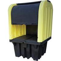 Yellow Roll Top Hardcover Spill Pallet with Drain, 65" L x 65" W x 101" H, 5000 lbs. Load Capacity Ottawa Fastener Supply