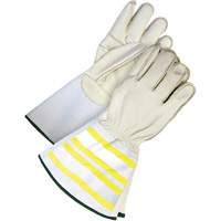 High-Visibility Utility Gloves with 6.25" Cuff, Small, Grain Cowhide Palm Ottawa Fastener Supply