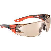 Lunettes de s&eacute;curit&eacute; RUSH+ 2.0 avec monture noire et rouge, M/G, Lentille Cuivre, Antibu&eacute;e/Anti-&eacute;gratignures, ANSI Z87+ Ottawa Fastener Supply