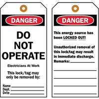 Lockout Tags, Plastic, 3" W x 5-1/2" H, English Ottawa Fastener Supply