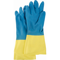 Two Tone NS53 Gloves, Size Medium/8, 13" L, Neoprene/Rubber Latex, Flock-Lined Inner Lining, 28-mil Ottawa Fastener Supply