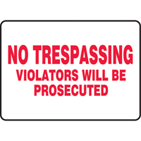 Enseigne  No Trespassing , 7" x 10", Vinyle, Anglais Ottawa Fastener Supply