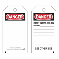 Self-Laminating Safety Tags, Polyester, 3" W x 5-3/4" H, English Ottawa Fastener Supply