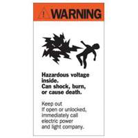 "Warning Hazardous Voltage" Sign, 8" x 4-1/2", Acrylic, English with Pictogram SY226 | Ottawa Fastener Supply