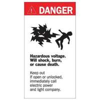 "Danger Hazardous Voltage" Sign, 8" x 4-1/2", Acrylic, English with Pictogram SY227 | Ottawa Fastener Supply