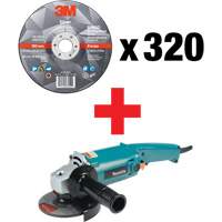 Silver Grinding Wheel & Angle Grinder Kit, 5" x 1/4", 7/8" Arbor, Ceramic, Type 27 Ottawa Fastener Supply
