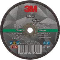 Silver Cut-Off Wheel, 3" x 0.04", 1/4"-28 Arbor, Type 1, Ceramic, 25645 RPM Ottawa Fastener Supply