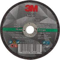 Silver Cut-Off Wheel, 3" x 0.04", 3/8"-24 Arbor, Type 1, Ceramic, 25645 RPM Ottawa Fastener Supply
