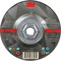 Quick Change Silver Depressed Centre Grinding Wheel 87446, 5" x 1/4", 5/8"-11 Arbor, Type 27, Ceramic Ottawa Fastener Supply