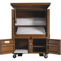 Coffre de chantier et surface de travail sur le terrain, 33" la x 63" p x 80" h, Acier, Rouge Ottawa Fastener Supply