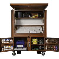 Coffre de chantier et surface de travail sur le terrain, 33" la x 63" p x 80" h, Acier, Rouge Ottawa Fastener Supply