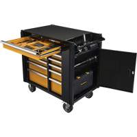 Powered Tool Cart, 11 Drawers, 42-1/2" W x 24-7/16" D x 41" H, Black/Orange Ottawa Fastener Supply